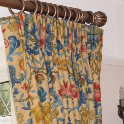 Bespoke lind and interlined curtains with handmade pleats in Rustington, West Sussex      Side View Of Interlined Curtains