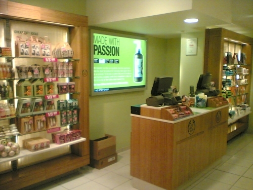 The Body Shop behind counter lightbox