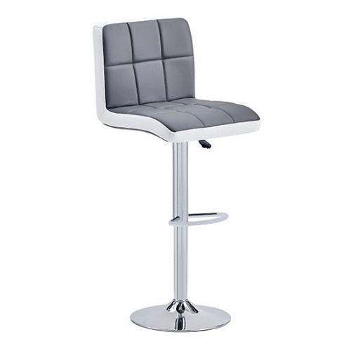 Copez Faux Leather Bar Stool In Grey And White
