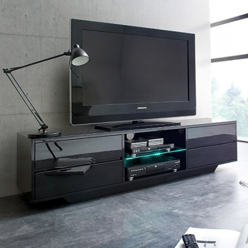 Sienna TV Stand In Black High Gloss With Multi LED Lighting