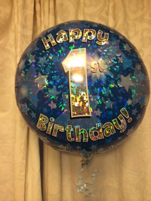 Happy 1st Birthday Holographic Balloon