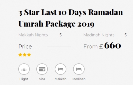 3 Star Last 10 Days Ramadan Umrah Package 2019