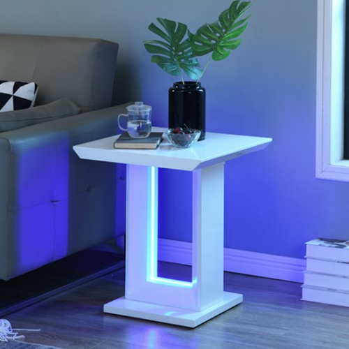 Atlantis LED High Gloss Lamp Table In White