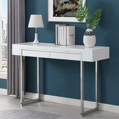 Casa High Gloss 2 Drawers Console Table In White
