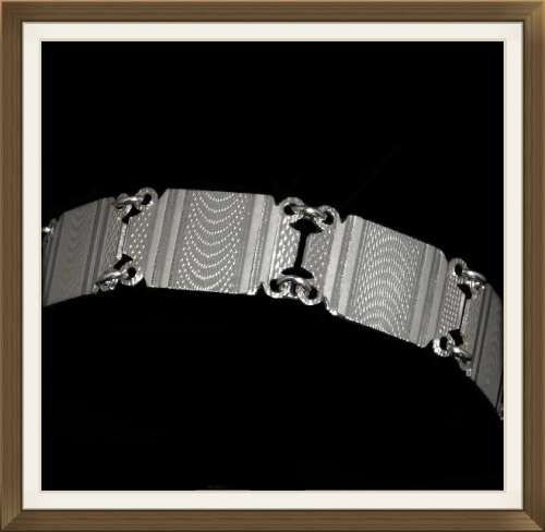 Beautiful Art Deco Silver Machine Engraved Bracelet