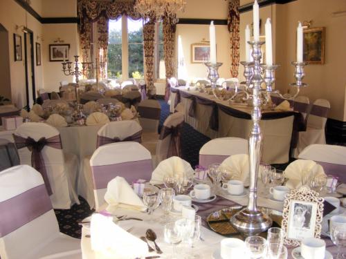 Chair covers and candelaba at Bestwood Lodge Hotel, Nottingham