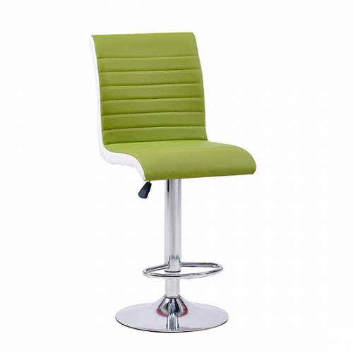 Ritz Faux Leather Bar Stool In Lime And White With Chrome Base
