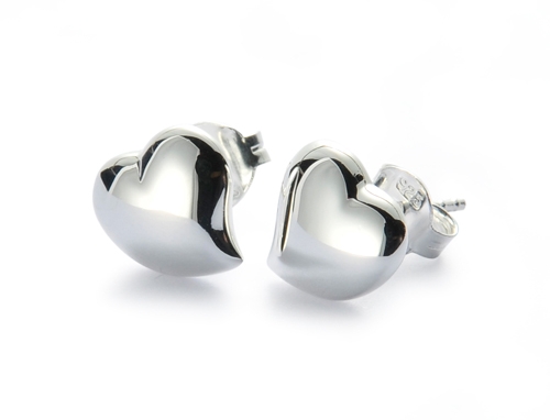 Silver Solid Heart Earrings