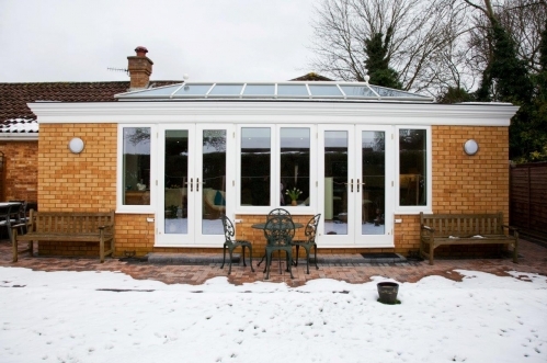 Oak orangery with external white painted finish in Hampshire