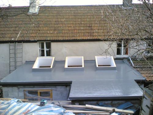 3 x velux windows in Fibreglass Flat Roof.
