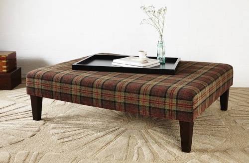 Heritage Table stool with tartan fabric
