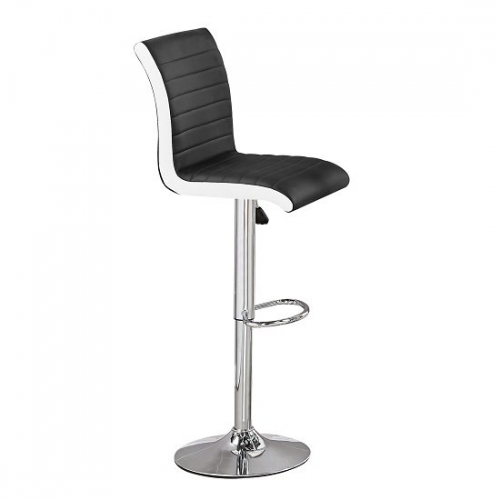 Ritz Bar Stool In Black And White Faux Leather With Chrome Base