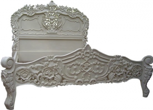 Antique White French Rococo Bed