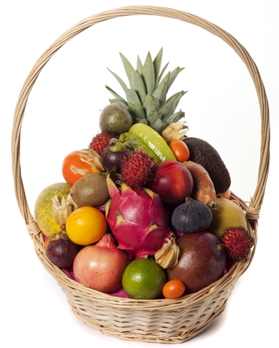 Best Mum in the World Gift Fruit Supreme Basket £39.95 is a mixture of traditional fruits, and the exotics from worldwide which include an extra sweet pineapple, sun ripened papaya, sweet mango, easy peel satsumas, a selection