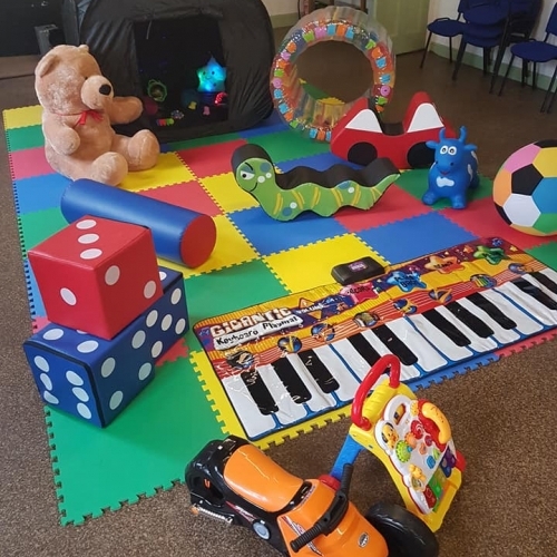 ensory Soft Play (Specialist Play) With Blackout Den  This set-up is designed to stimulate visual, sound, movement and touch senses.  This amazing package comes with colourful matting, soft play toys, ride on toys, touch play keyboard and a special inflat