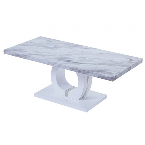 Halo Gloss Magnesia Marble Effect Coffee Table In Grey White