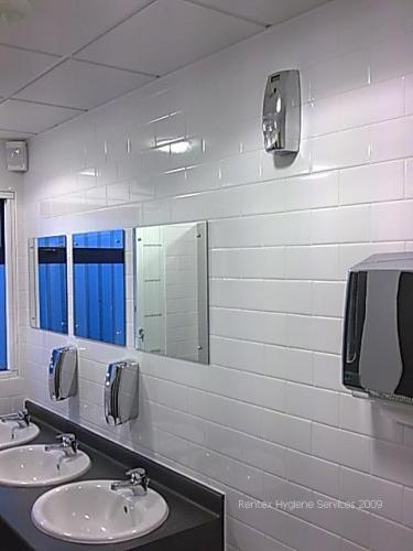 Soap dispenser, air freshener and paper towel machine by Rentex Hygiene Services