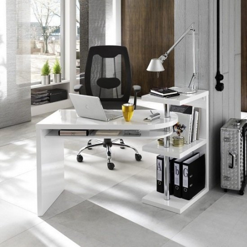 Sydney Rotating Office Desk in High Gloss White