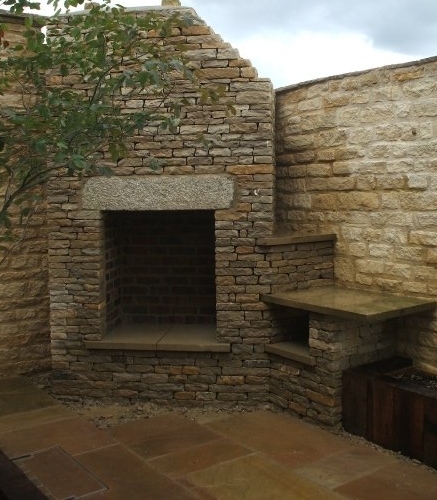 Dry stone faced chimenea with internal brickwork