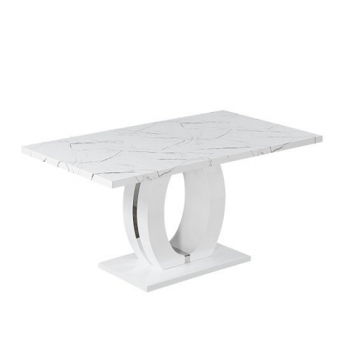 Halo Dining Table In Shiny Vida Marble Effect And Gloss White