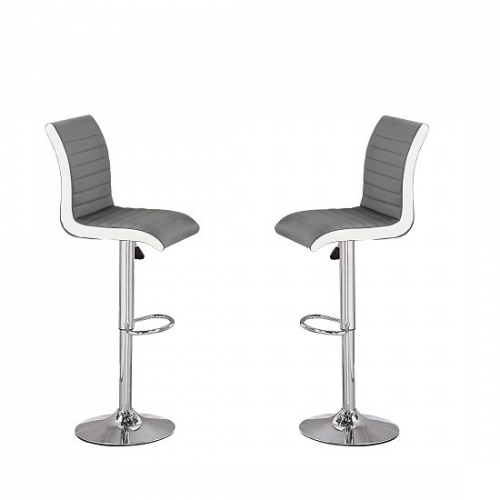 Ritz Bar Stools In Grey And White Faux Leather In A Pair