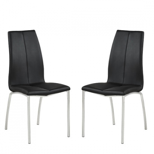 Opal Dining Chair In Black Faux Leather In A Pair