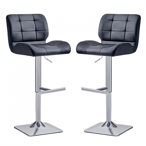 Candid Black Faux Leather Bar Stool With Chrome Base In Pair