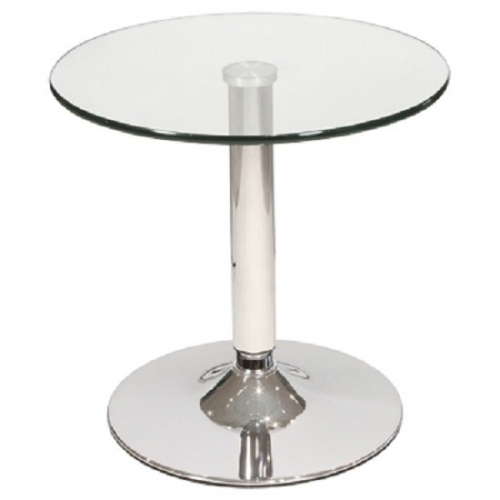 Belize Bistro Side Table In Clear Glass With Chrome Base