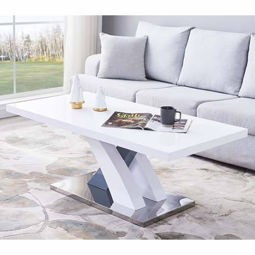 Axara Coffee Table Rectangular In White And Grey High Gloss